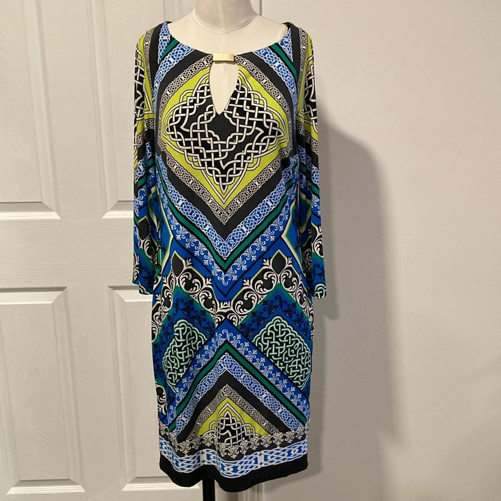 laundry by Shelli Segal colorful shift dress S